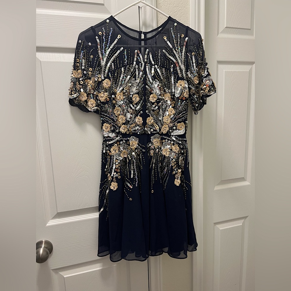 COPY - ASOS navy mini dress with bronze & silver sequins and beading ✨🪩
